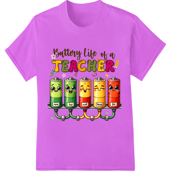 Teachers: Powering Education with Endless Energy on purple shirt - SUPERDTF-DTF Prints-DTF Transfers-Custom DTF Prints