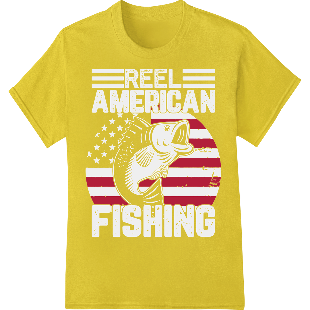 Patriotic Fisherman American Flag Stripes DTF Heat Transfer on yellow shirt - SUPERDTF-DTF Prints-DTF Transfers-Custom DTF Prints