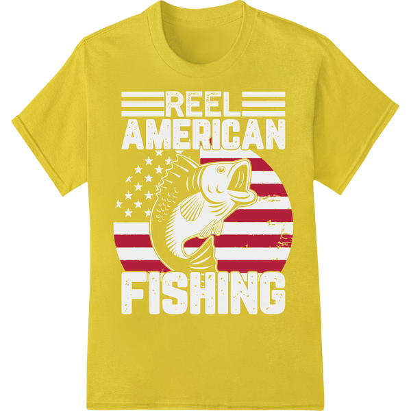 Patriotic Fisherman American Flag Stripes DTF Heat Transfer on yellow shirt - SUPERDTF-DTF Prints-DTF Transfers-Custom DTF Prints