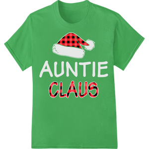 Cutting-edge custom t-shirts featured on Festive Auntie Claus Buffalo Plaid Christmas DTF Heat Transfer