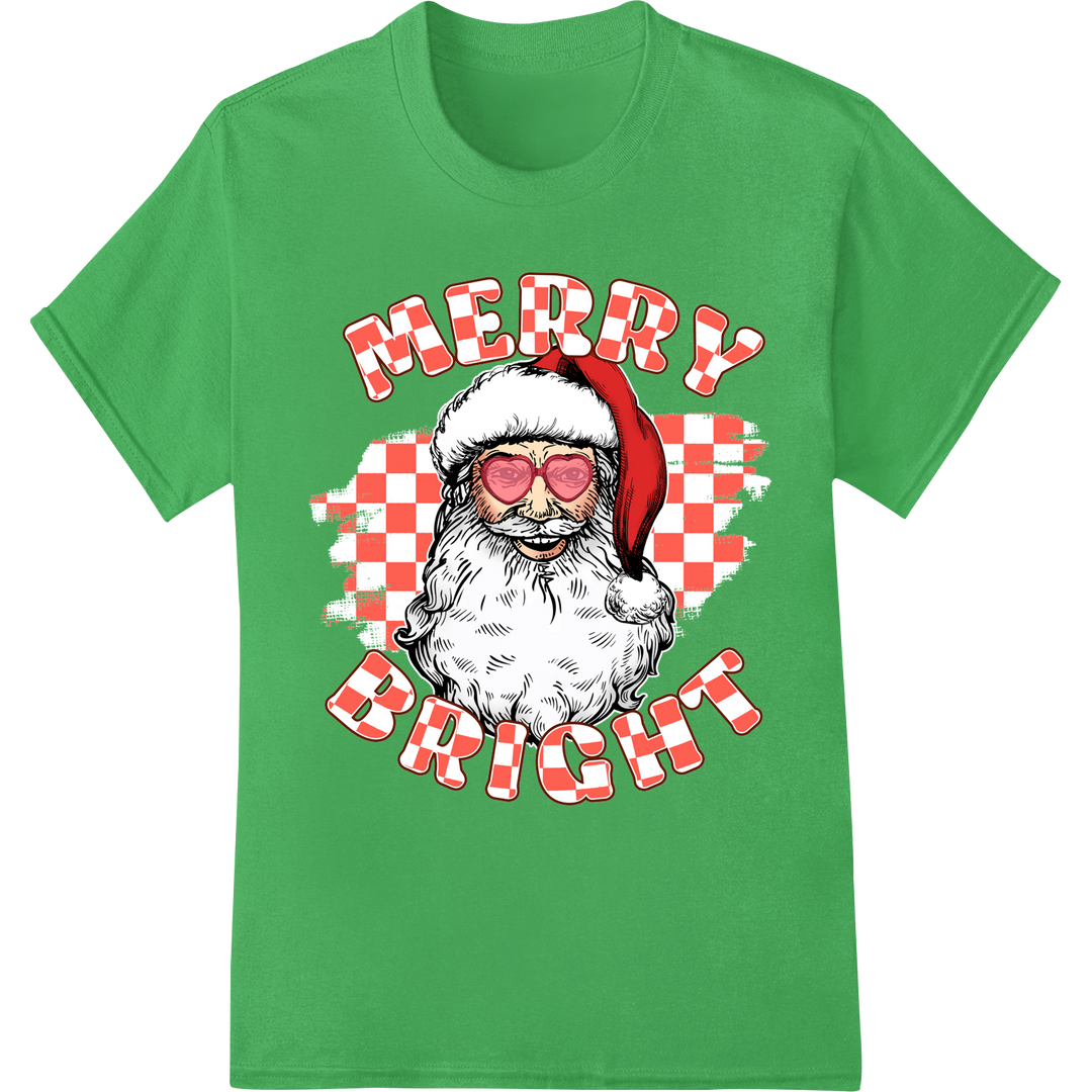 Hip Santa Christmas DTF Print | Western Xmas Heat Transfer on green shirt - SUPERDTF-DTF Prints-DTF Transfers-Custom DTF Prints