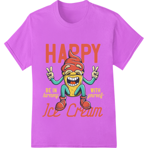 Vibrant personalized clothing print on Happy Ice Cream: Joyful Cartoon DTF Print Heat Transfer