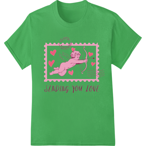 Cupid's Love Delivery: Valentine's DTF Print Heat Transfer on green shirt - SUPERDTF-DTF Prints-DTF Transfers-Custom DTF Prints