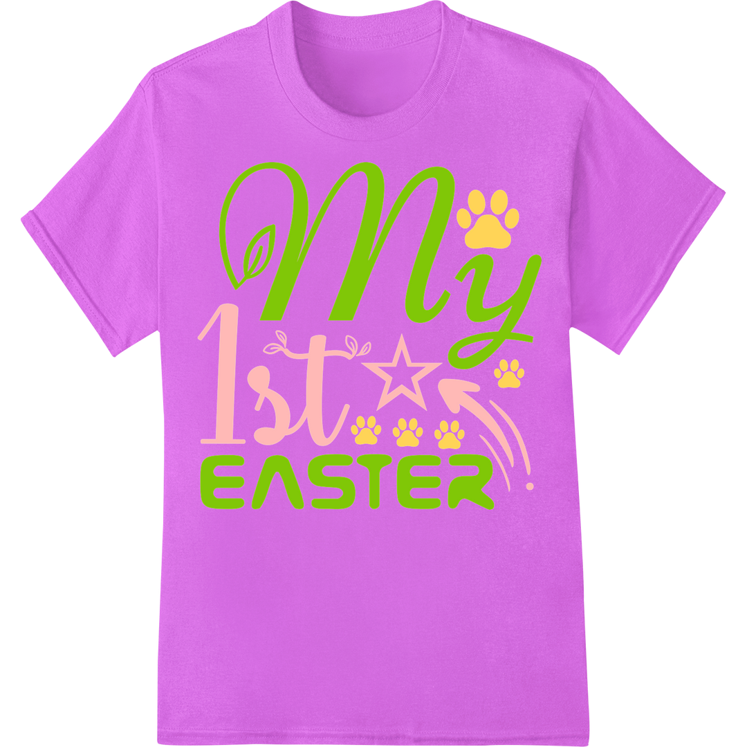 Adorable My 1st Easter DTF Print for Baby Bodysuits & Gifts on purple shirt - SUPERDTF-DTF Prints-DTF Transfers-Custom DTF Prints