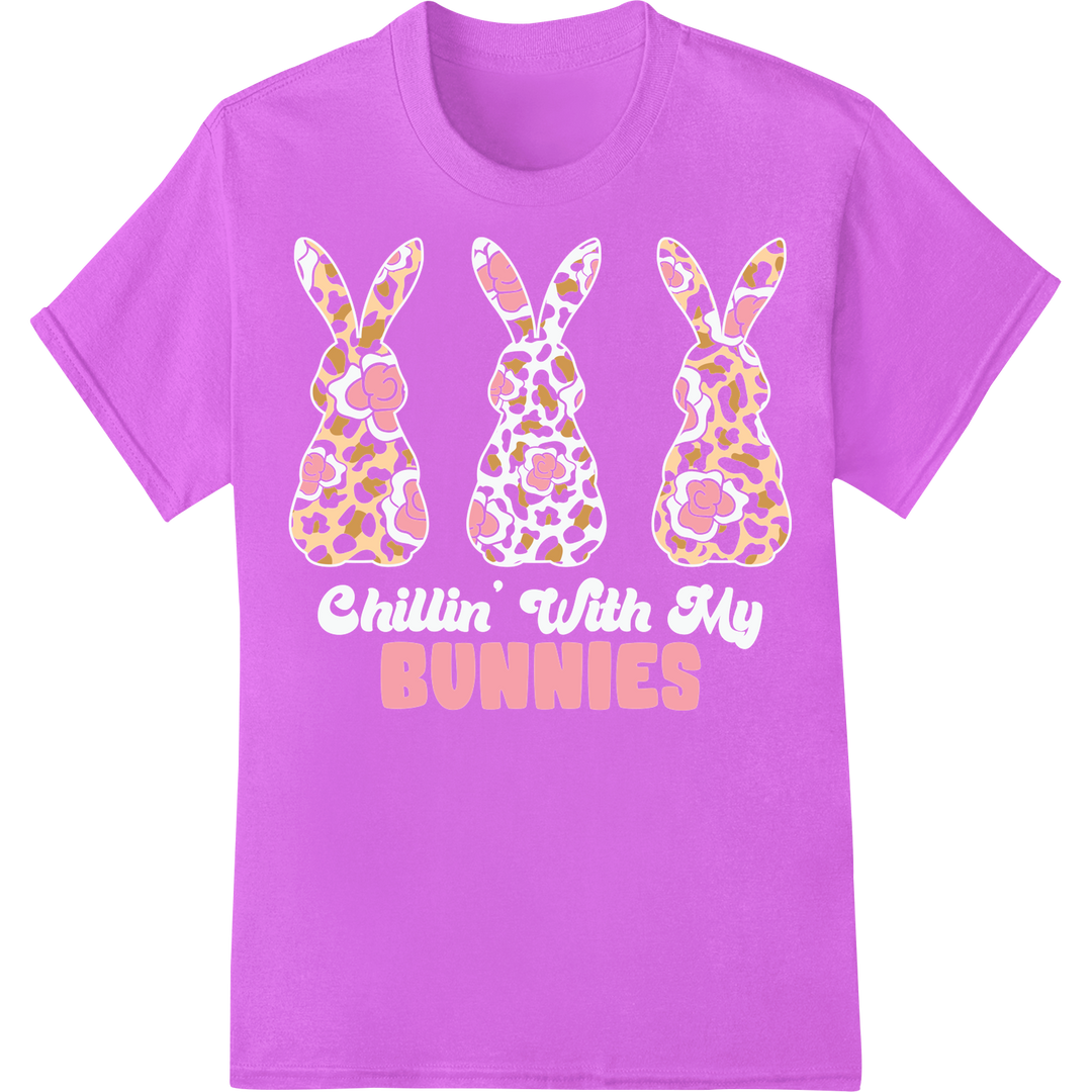 Hop into Easter with Adorable Bunny Pattern DTF Print on purple shirt - SUPERDTF-DTF Prints-DTF Transfers-Custom DTF Prints