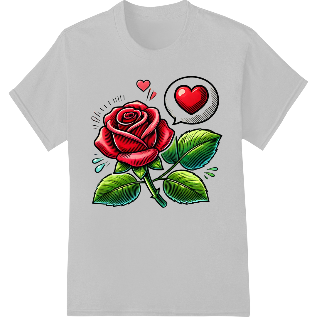 Vibrant Pop Art Rose DTF Heat Transfer | Trendy Romance on white shirt - SUPERDTF-DTF Prints-DTF Transfers-Custom DTF Prints