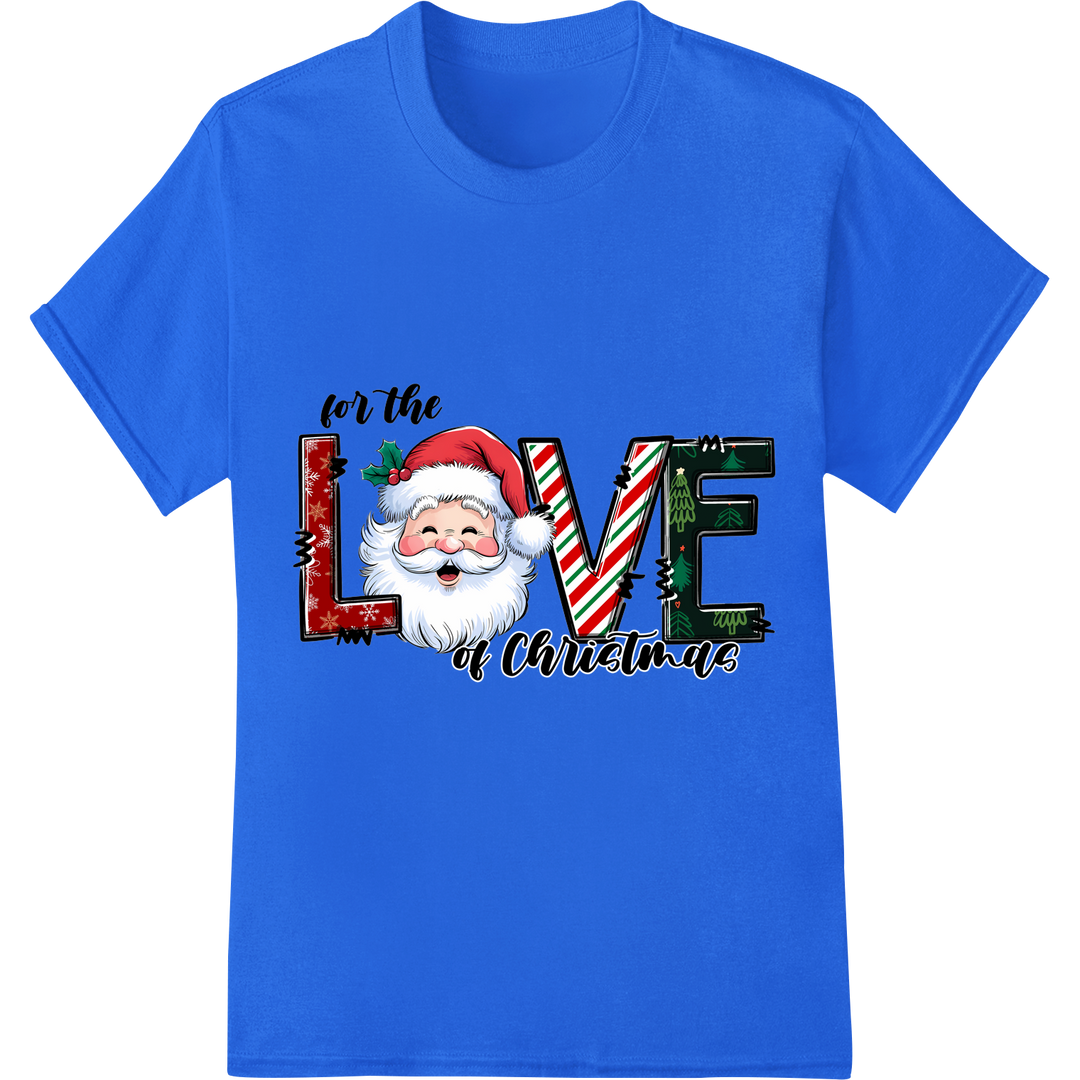 Retro Santa | Festive Christmas DTF Heat Transfer Design on blue shirt - SUPERDTF-DTF Prints-DTF Transfers-Custom DTF Prints