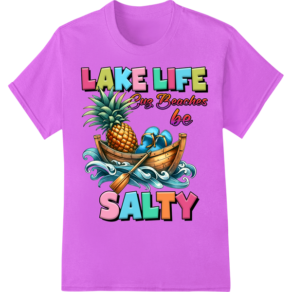 Salty Summer Pineapple: Witty Lake Life Beach DTF Print on purple shirt - SUPERDTF-DTF Prints-DTF Transfers-Custom DTF Prints