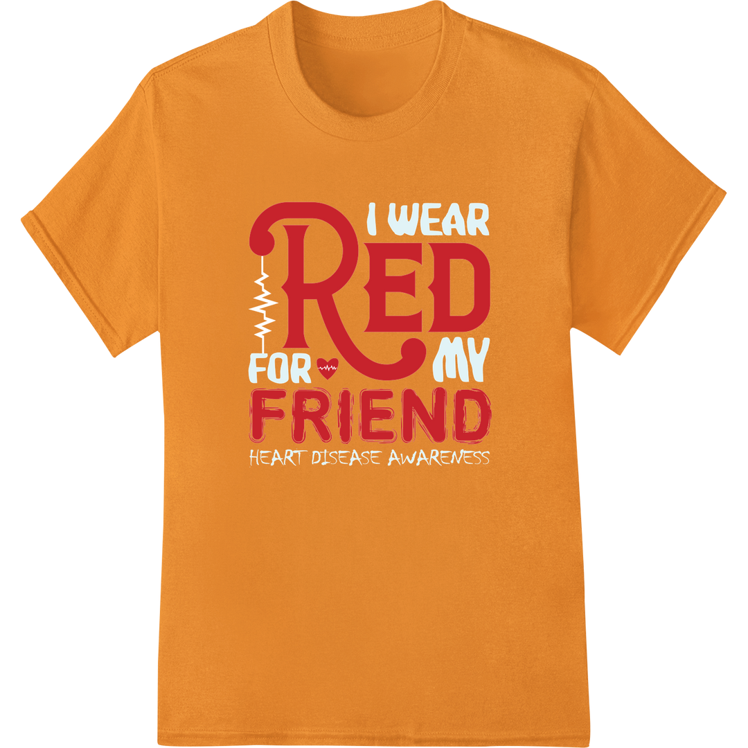 Celebrate Friendship with 'RED FRIEND' DTF Valentine's Print on orange shirt - SUPERDTF-DTF Prints-DTF Transfers-Custom DTF Prints