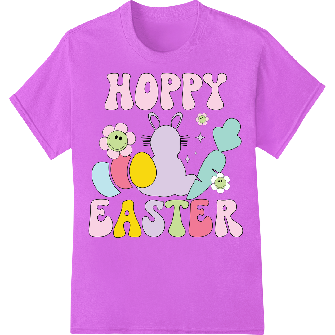 Groovy Easter Bunny DTF Print | Retro Spring Heat Transfer on purple shirt - SUPERDTF-DTF Prints-DTF Transfers-Custom DTF Prints