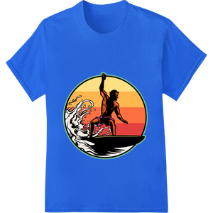 Surf's Up: Iconic Surfer Silhouette at Sunset DTF Print made with premium customized apparel