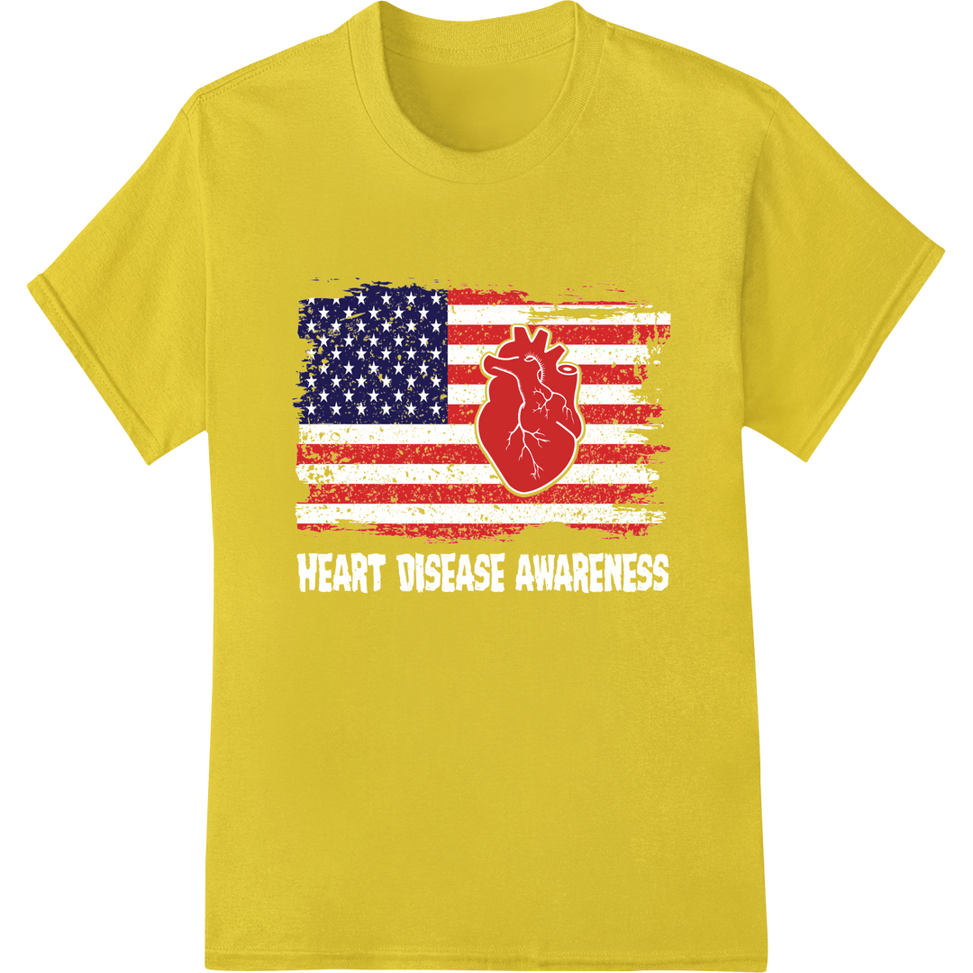 Patriotic Heart Flag DTF Heat Transfer Print - PNG-File-1740173677543 on yellow shirt - SUPERDTF-DTF Prints-DTF Transfers-Custom DTF Prints