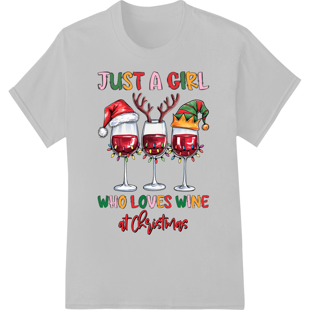 Festive Wine Lover's Delight: Reindeer Christmas DTF Print on white shirt - SUPERDTF-DTF Prints-DTF Transfers-Custom DTF Prints