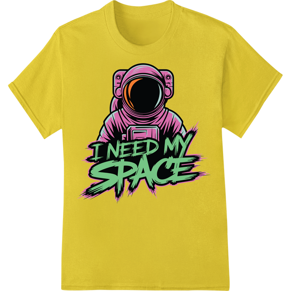 Cosmic Cool: Bold 'I Need My Space' Astronaut DTF Print on yellow shirt - SUPERDTF-DTF Prints-DTF Transfers-Custom DTF Prints