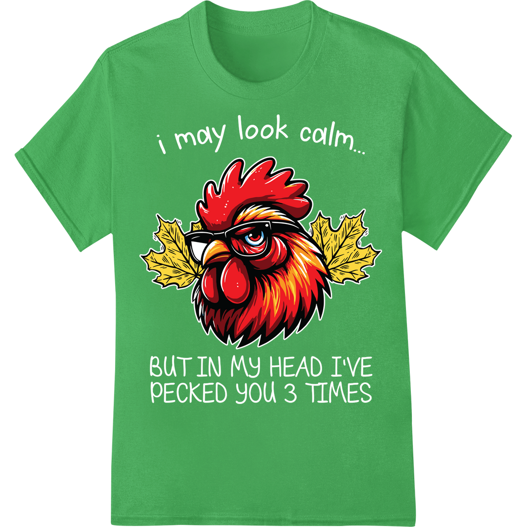 Fierce Red Rooster Mascot DTF Heat Transfer Print | Bold Design on green shirt - SUPERDTF-DTF Prints-DTF Transfers-Custom DTF Prints