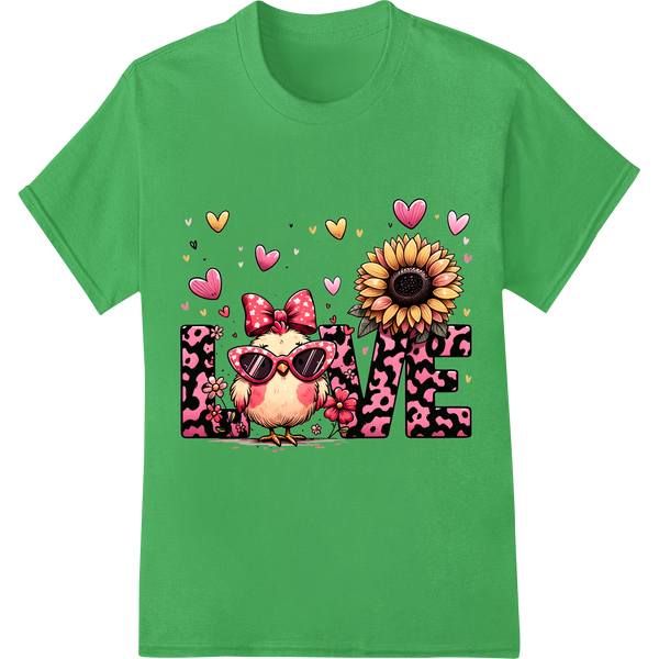 Adorable Farm Pig Valentine's Love Heat Transfer Print on green shirt - SUPERDTF-DTF Prints-DTF Transfers-Custom DTF Prints