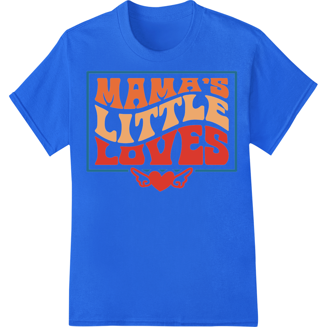 Retro 'Mama's Little Loves' Mother's Day DTF Print Transfer on blue shirt - SUPERDTF-DTF Prints-DTF Transfers-Custom DTF Prints