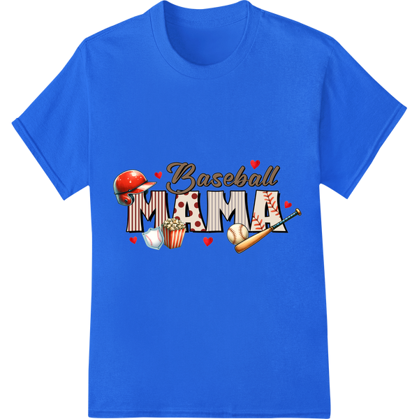 Baseball Mama: Trendy Super DTF Print Heat Transfer Gift on blue shirt - SUPERDTF-DTF Prints-DTF Transfers-Custom DTF Prints