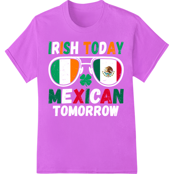 Festive 'IT IS TODAY I AM MEXICAN' St. Patrick's Day DTF Print on purple shirt - SUPERDTF-DTF Prints-DTF Transfers-Custom DTF Prints