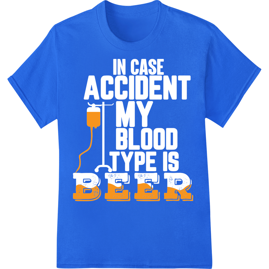 Raise a Glass to Friendship with this Fun 'Beer' DTF Print on blue shirt - SUPERDTF-DTF Prints-DTF Transfers-Custom DTF Prints