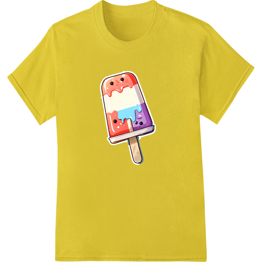 Patriotic '90s Popsicle DTF Print for Summer Fun on yellow shirt - SUPERDTF-DTF Prints-DTF Transfers-Custom DTF Prints