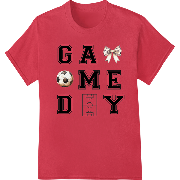 Score Big with 'GAME DAY' Soccer Heat Transfer by Super DTF on red shirt - SUPERDTF-DTF Prints-DTF Transfers-Custom DTF Prints