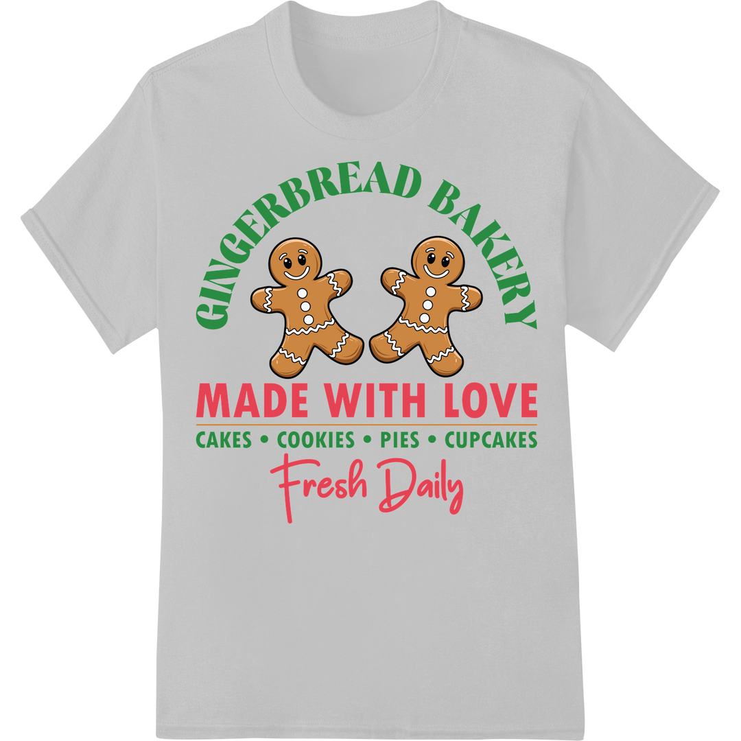 Festive Gingerbread Bakery Christmas DTF Print Transfer on white shirt - SUPERDTF-DTF Prints-DTF Transfers-Custom DTF Prints