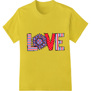 Patriotic LOVE: Bold 4th of July Heat Transfer Design showcasing advanced innovative apparel printing technology