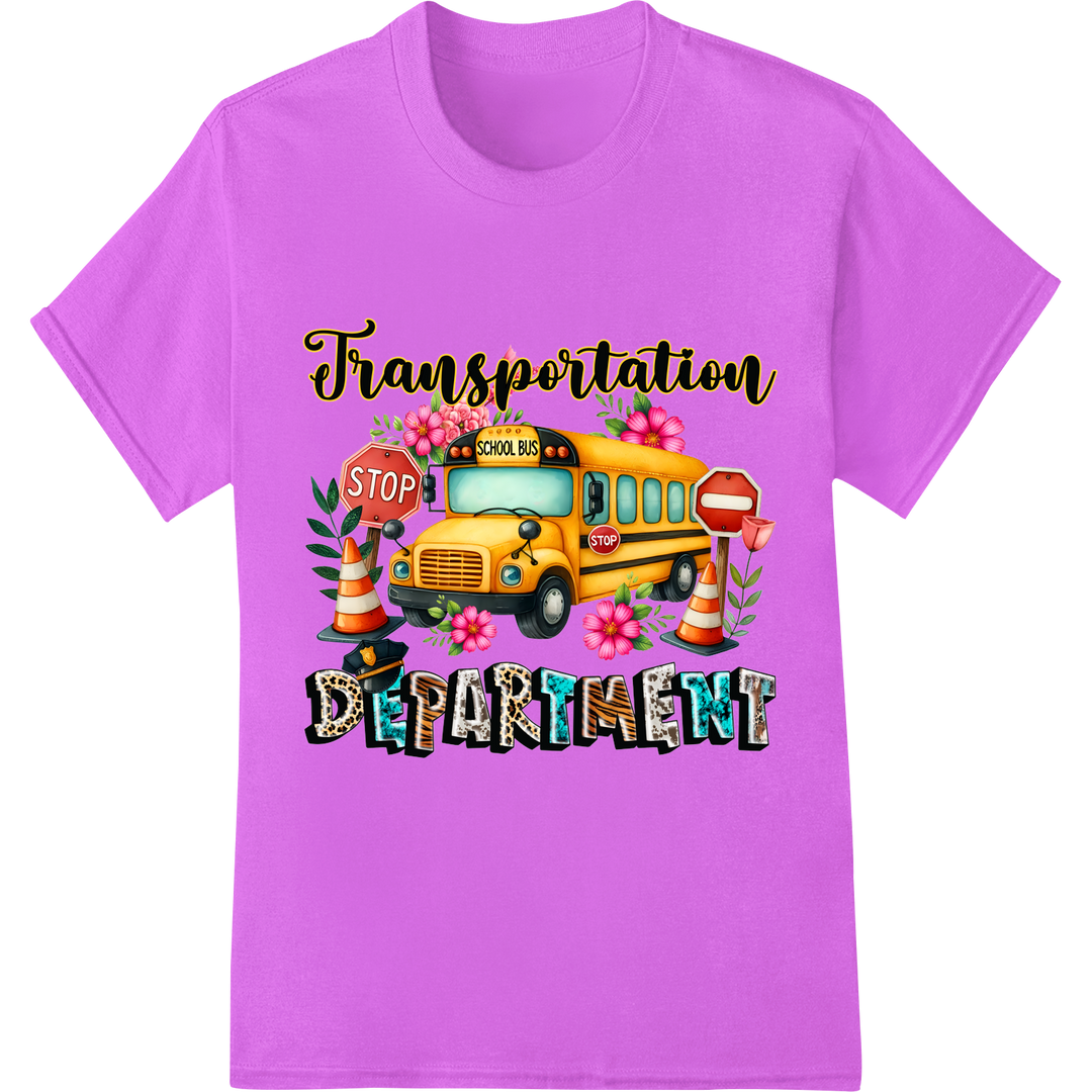 Eye-Catching Transportation Department DTF Print Design on purple shirt - SUPERDTF-DTF Prints-DTF Transfers-Custom DTF Prints