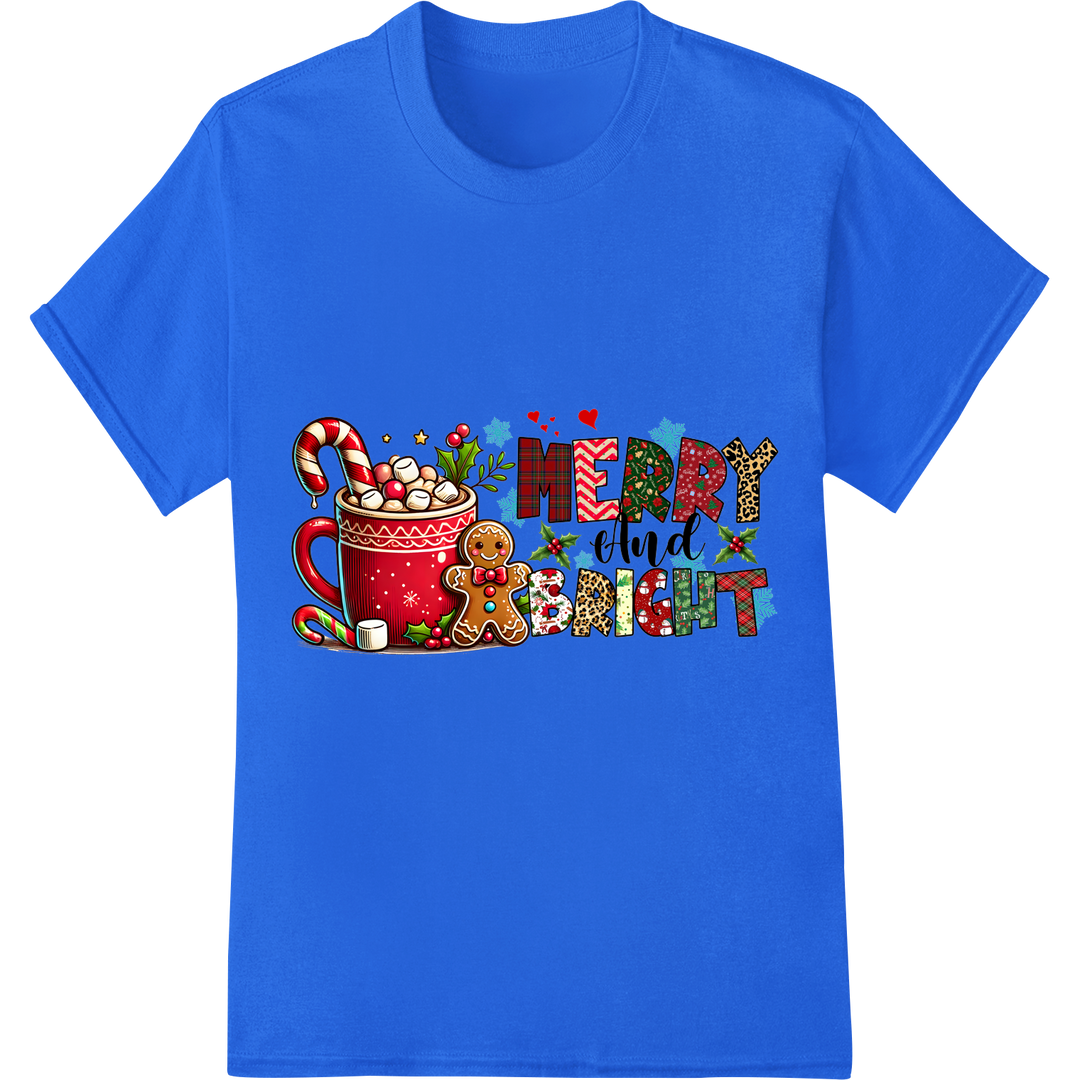 Festive Christmas Cheer: Vibrant DTF Transfer Print Design on blue shirt - SUPERDTF-DTF Prints-DTF Transfers-Custom DTF Prints