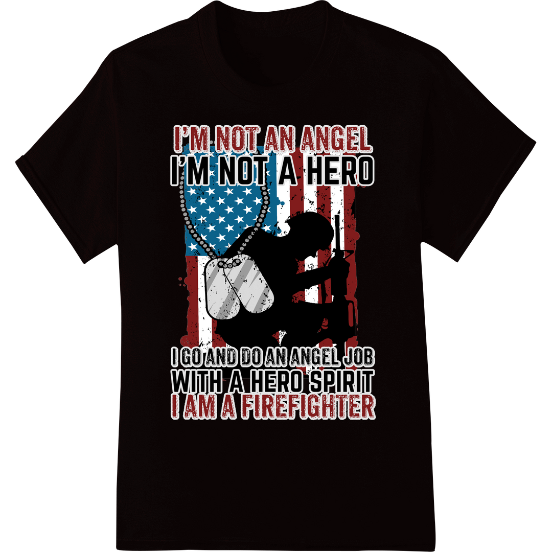 Bold Patriotic Firefighter Hero DTF Print Heat Transfer on black shirt - SUPERDTF-DTF Prints-DTF Transfers-Custom DTF Prints