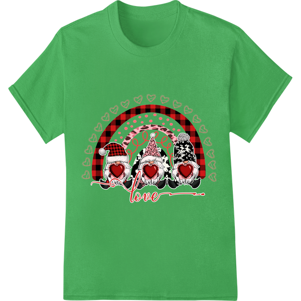 Adorable Gnome Valentine's Day DTF Print | Love Heart Rainbow on green shirt - SUPERDTF-DTF Prints-DTF Transfers-Custom DTF Prints