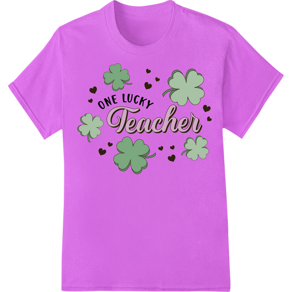 Lucky Shamrock Teacher Gift - St Patrick's DTF Print on purple shirt - SUPERDTF-DTF Prints-DTF Transfers-Custom DTF Prints