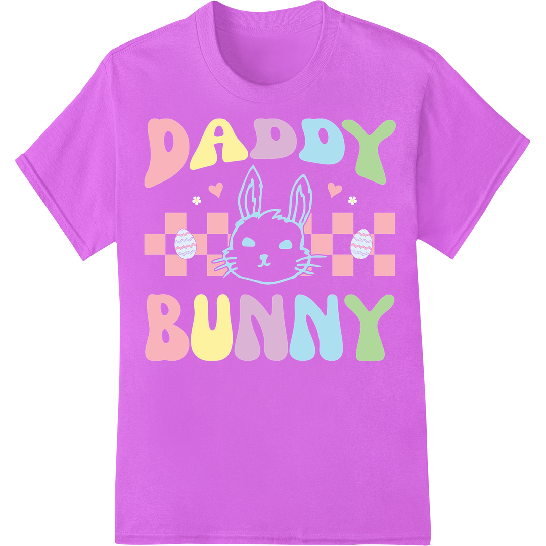 Adorable 'DADDY BUNNY' Easter Heat Transfer Print | Super DTF on purple shirt - SUPERDTF-DTF Prints-DTF Transfers-Custom DTF Prints