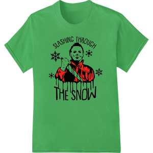 Expert high-quality t-shirt printing craftsmanship on Slashing Through The Snow: Edgy Horror Christmas DTF Print