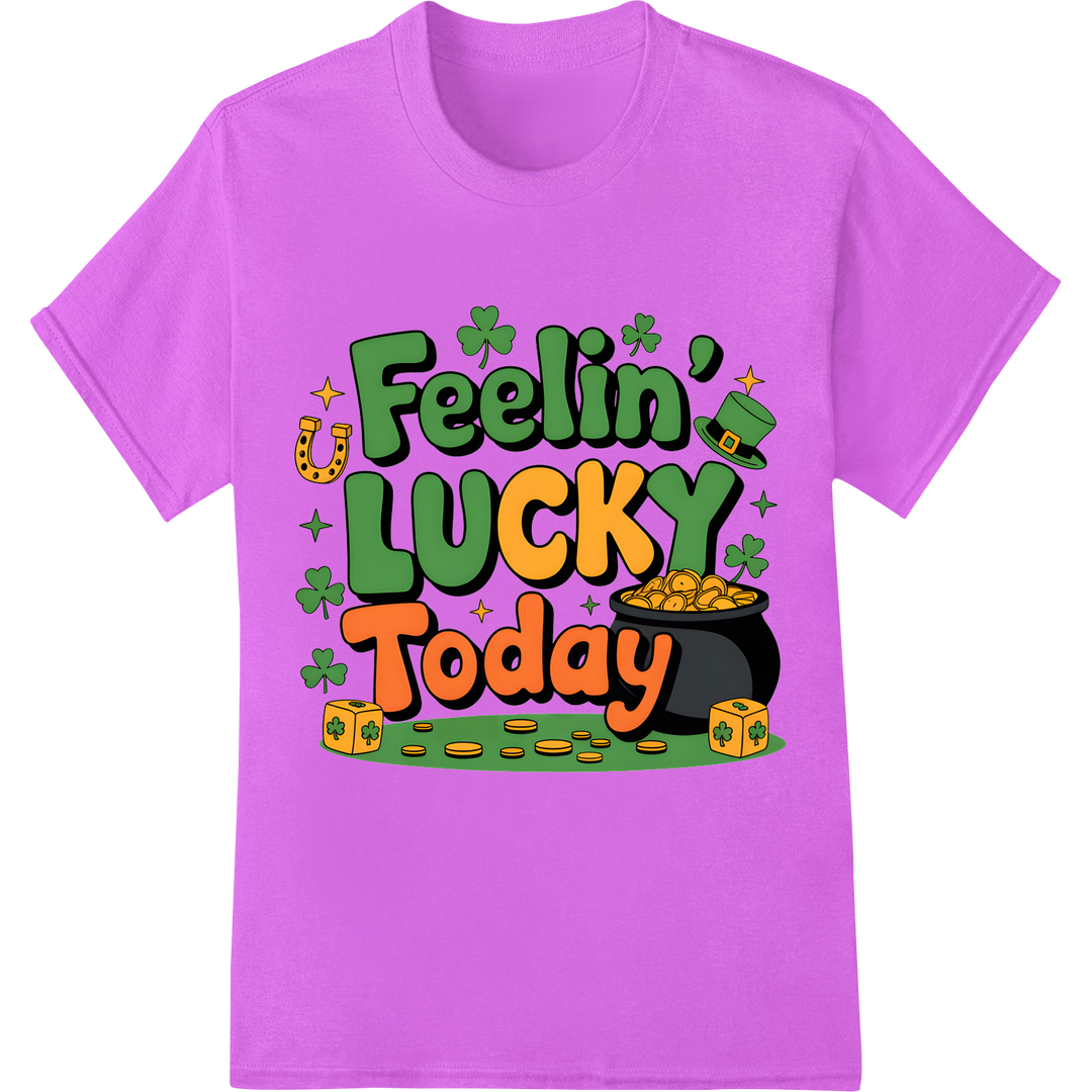 Feelin' LUCKY Today: Festive St. Patrick's Day DTF Print on purple shirt - SUPERDTF-DTF Prints-DTF Transfers-Custom DTF Prints