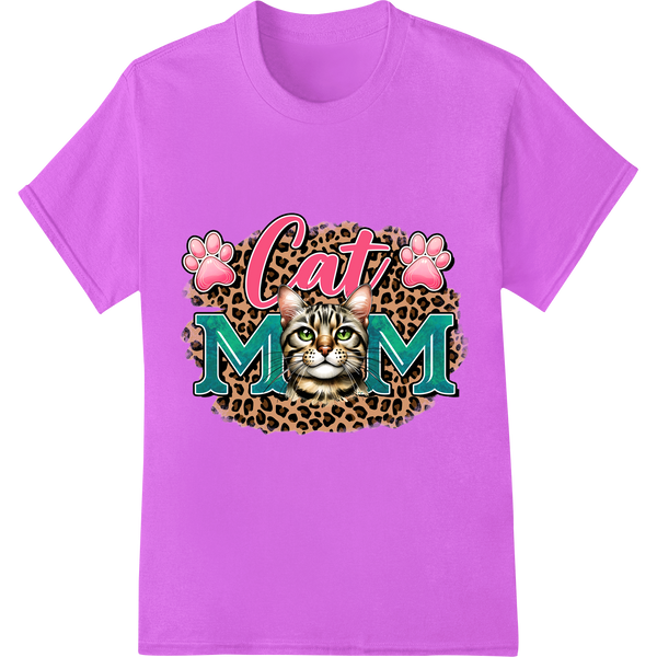 Adorable 'Cat Mom' DTF Print Heat Transfer - Purr-fect Gift! on purple shirt - SUPERDTF-DTF Prints-DTF Transfers-Custom DTF Prints