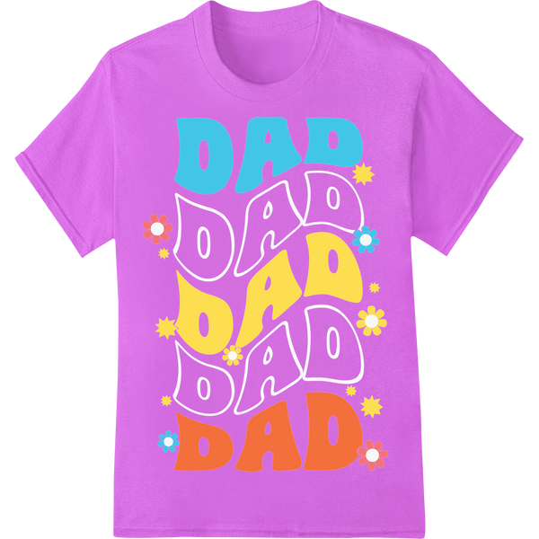 Retro 'DAD' Father's Day Heat Transfer Print | Super DTF on purple shirt - SUPERDTF-DTF Prints-DTF Transfers-Custom DTF Prints