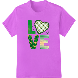 Cutting-edge custom merchandise featured on Shamrock Love: Festive St. Patrick's Day DTF Heat Transfer