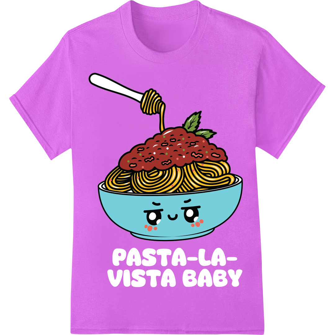 Adorable Kawaii Spaghetti Bowl Cartoon - Cute DTF Print on purple shirt - SUPERDTF-DTF Prints-DTF Transfers-Custom DTF Prints