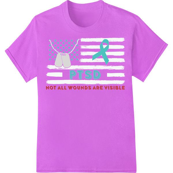 PTSD Awareness: Invisible Wounds Revealed DTF Print Transfer on purple shirt - SUPERDTF-DTF Prints-DTF Transfers-Custom DTF Prints