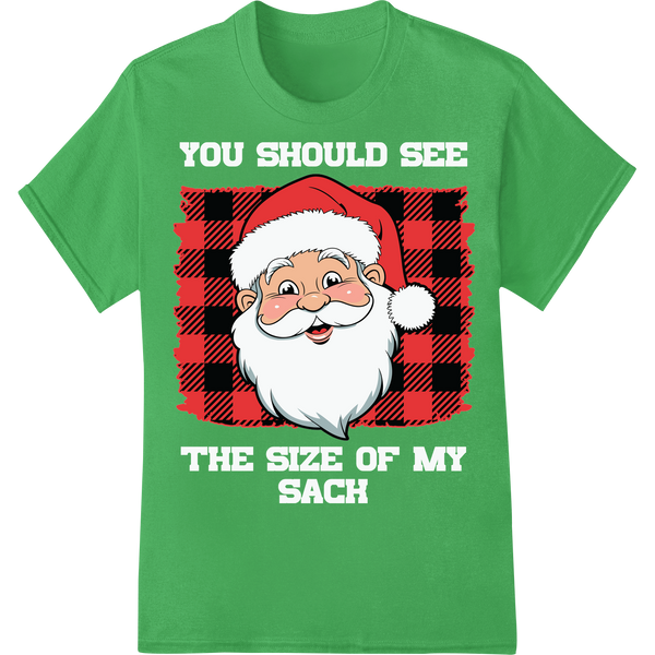 Naughty Santa Heat Transfer | Mischievous Holiday DTF Print on green shirt - SUPERDTF-DTF Prints-DTF Transfers-Custom DTF Prints