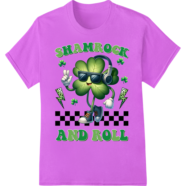 Shamrock & Roll: St. Patrick's Day DTF Print Heat Transfer on purple shirt - SUPERDTF-DTF Prints-DTF Transfers-Custom DTF Prints