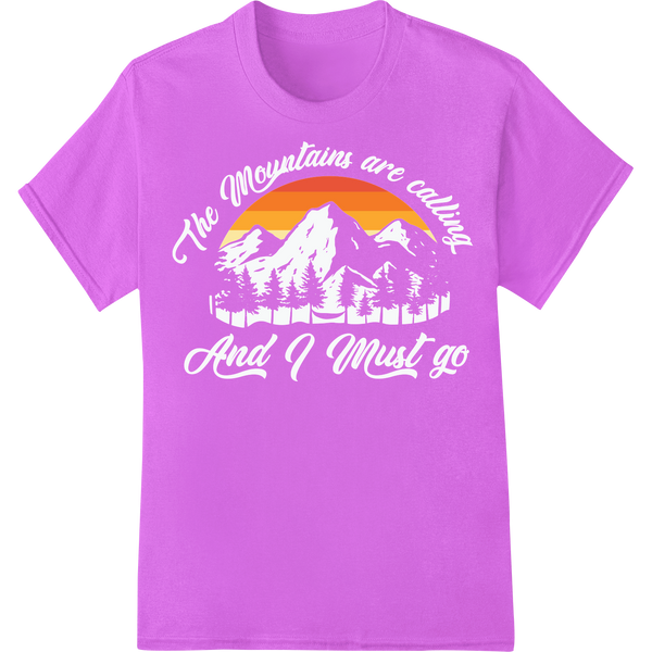 Sunrise Mountain Adventure: Stunning Hiking DTF Print on purple shirt - SUPERDTF-DTF Prints-DTF Transfers-Custom DTF Prints