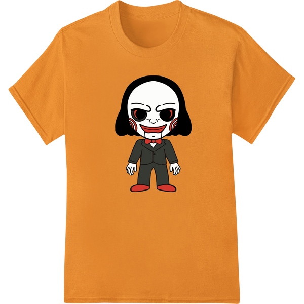 Creepy Cartoon Puppet DTF Heat Transfer for Halloween on orange shirt - SUPERDTF-DTF Prints-DTF Transfers-Custom DTF Prints