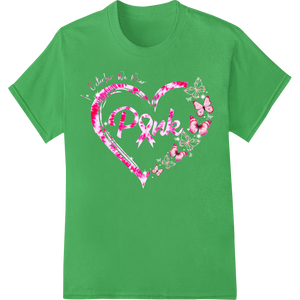 Vibrant Pink Butterfly Heart for Valentine's Day on green shirt - SUPERDTF-DTF Prints-DTF Transfers-Custom DTF Prints