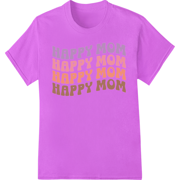 Vibrant Ombre 'Happy Mom' Mother's Day Design on purple shirt - SUPERDTF-DTF Prints-DTF Transfers-Custom DTF Prints