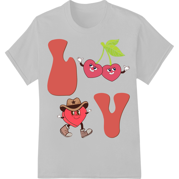 Adorable Valentine's Day Hearts and Cherries DTF Print on white shirt - SUPERDTF-DTF Prints-DTF Transfers-Custom DTF Prints