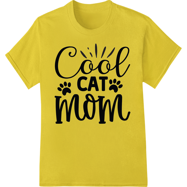 Cool Cat Mom DTF Print Heat Transfer - Purrfect Gift Idea on yellow shirt - SUPERDTF-DTF Prints-DTF Transfers-Custom DTF Prints