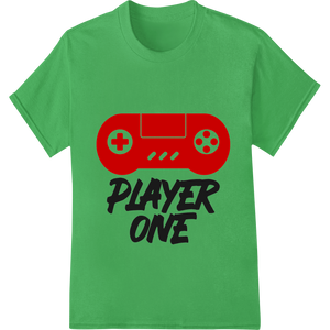 Retro 'PLAYER ONE' Gaming Controller DTF Print Design featuring professional custom merchandise